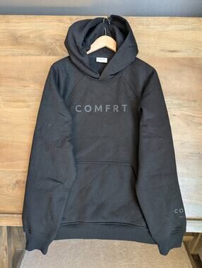 Comfrt Hoodie Men Medium Black Fleece Lined Heavyweight Long Sleeve Pullover NWT